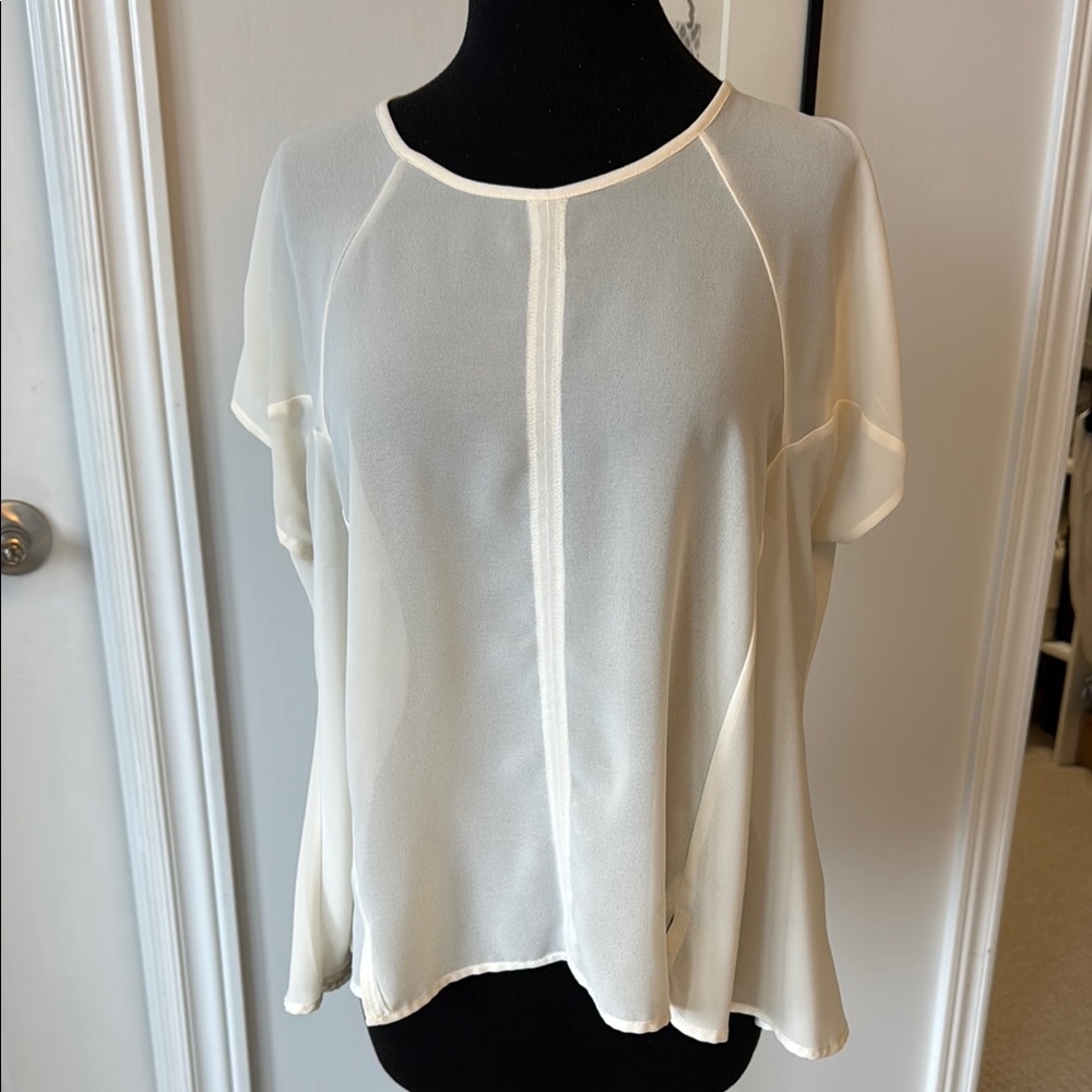 Monteau Sheer Elegant Cream Blouse size small